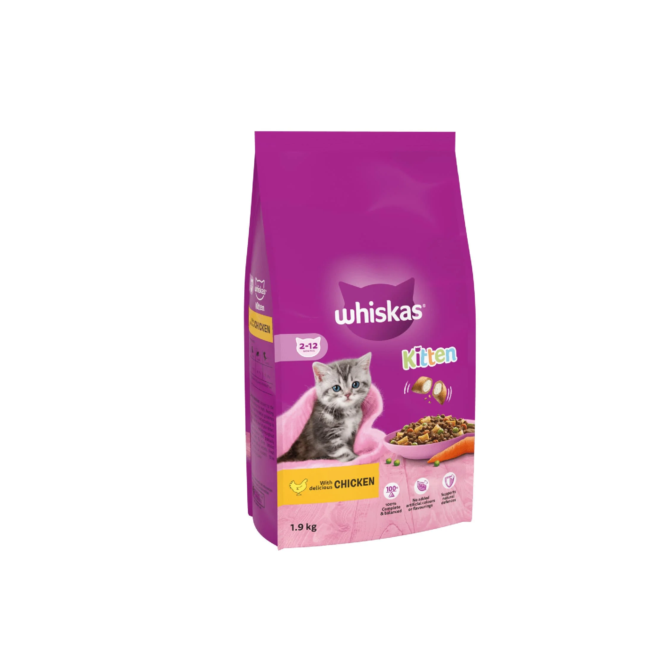 WHISKAS® Kitten 2-12 Months with Chicken Dry Kitten Food 1.9 kg