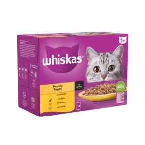 WHISKAS® Poultry Feasts in Gravy 1+ Adult Wet Cat Food Pouches 85g